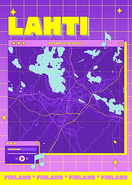 Lahti, Finland Map Art