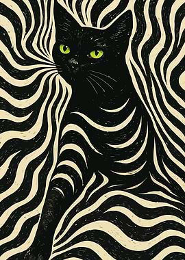 Hypnotic Black Cat Art