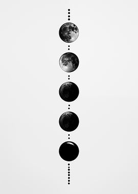 Moon Phases Black and White