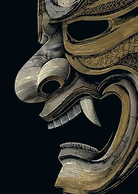 Samurai Mask Engraving