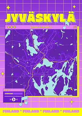 Jyväskylä Finland Map Retro Aesthetic