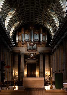 Grand Church Interior with Organ