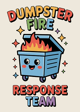 Dumpster Fire Response Team Cartoon