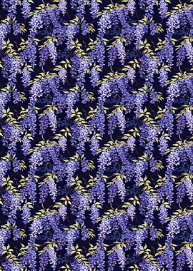 Wisteria Floral Pattern on Dark Background