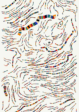 Abstract Colorful Striped Lines on White