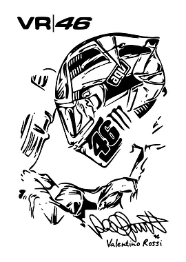 Valentino Rossi VR46 Black and White Art