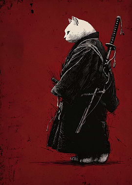 Samurai Cat Illustration