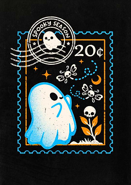 Spooky Season Ghost postage Stamp