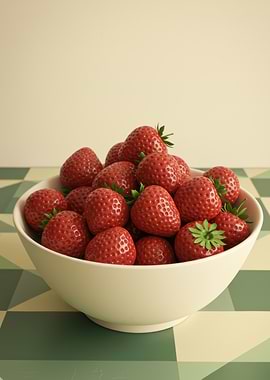 Bowl of Fresh Red Strawberries