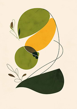 Abstract Botanical Art with Geometric Shapes