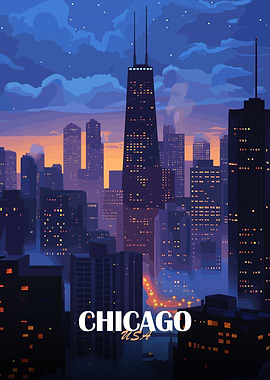 Chicago Cityscape at Dusk