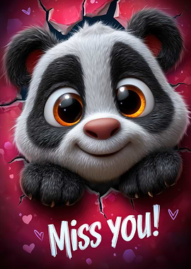 Cute Panda 'Miss You' Card