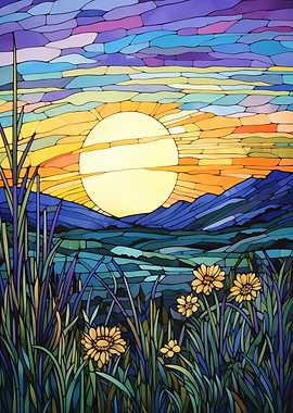 Floral Landscape Sun