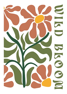 Wild Bloom Retro Floral Nature Boho Graphic