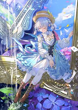 Girl with Letters and Flowers