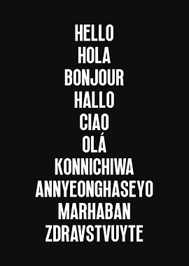 Hello in different languages typography art