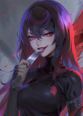 Anime Girl with Knife