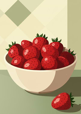 Bowl of Strawberries Still Life