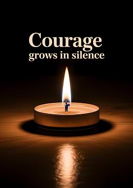 Courage grows in silence candle