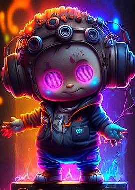 Cyberpunk DJ Glowing Eyes