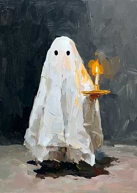 Ghost with Candle Painting