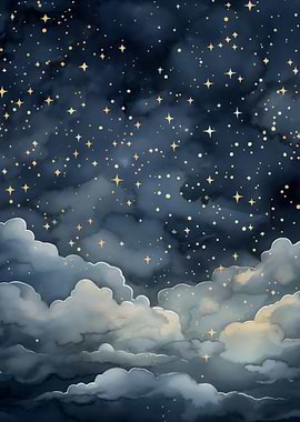 Starry Night Sky Clouds