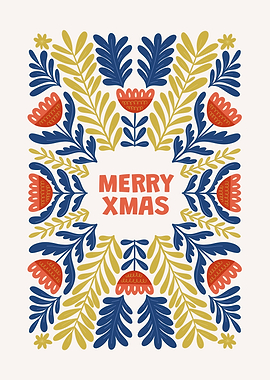 Merry Xmas Floral Illustration