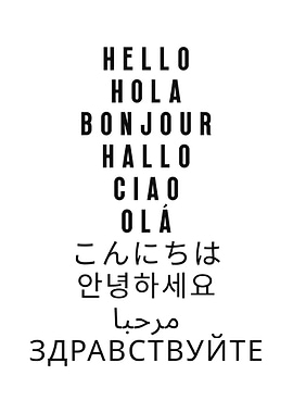 Hello in different languages typography art