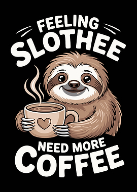 Feeling Slothee Need More Coffee Sloth Pun