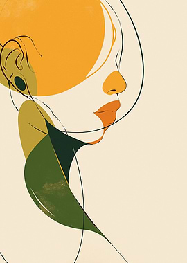 Abstract Portrait with Geometric Shapes