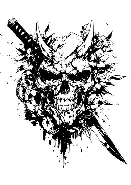 Skull with Horns and Katana
