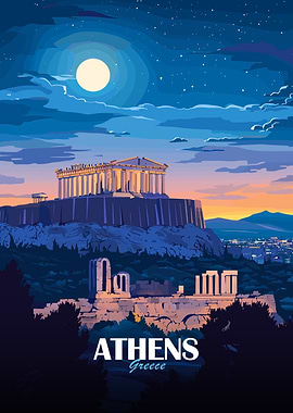 Athens Greece Travel Poster