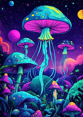 Psychedelic Mushroom Landscape