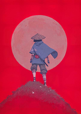 Samurai under the moon