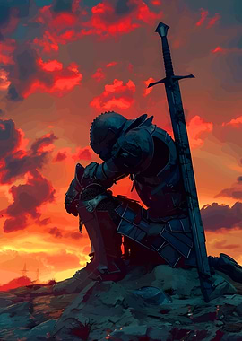 Weary Knight at Sunset