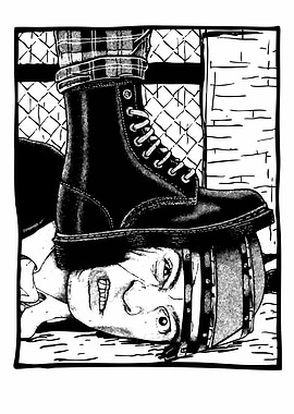 Boot Stomping on Head Illustration
