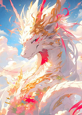 Elegant Dragon Floral Accents