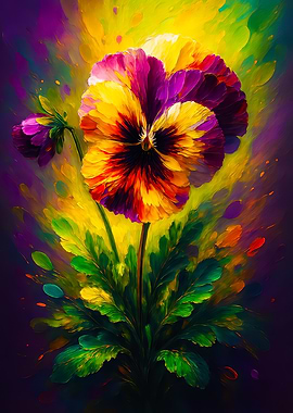 Colorful Pansy Flower Painting