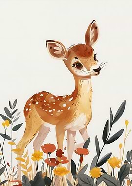 Cute Fawn in a Field