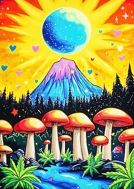 Psychedelic Mushroom Landscape