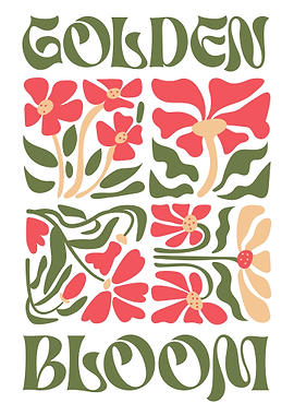 Golden Bloom Retro Floral Boho Summer