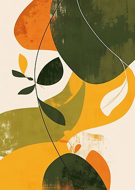 Abstract Shapes and Leaves Art
