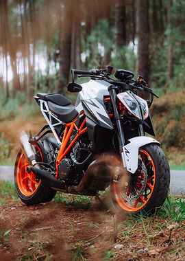 KTM 1290 Super Duke Motorcycle in Forest