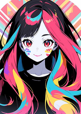 Colorful Anime Girl Portrait