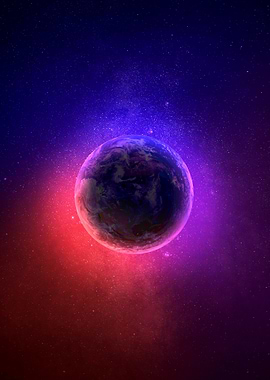 Planet Earth in a Colorful Atmosphere in Space