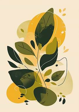 Abstract Leaves and Circles Illustration