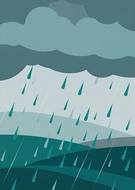 Rainy Landscape Illustration