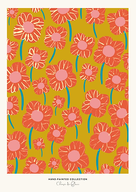 Floral Pattern with Orange Flowers