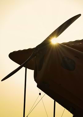 Vintage Airplane Propeller at Sunset