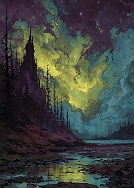 Dark Fantasy Landscape with Castle